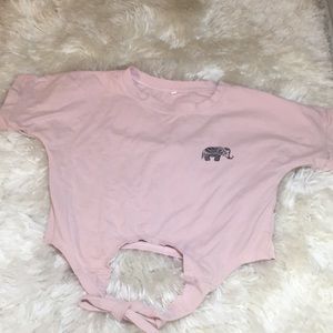 Baby Pink Crop Top Bow/String- S